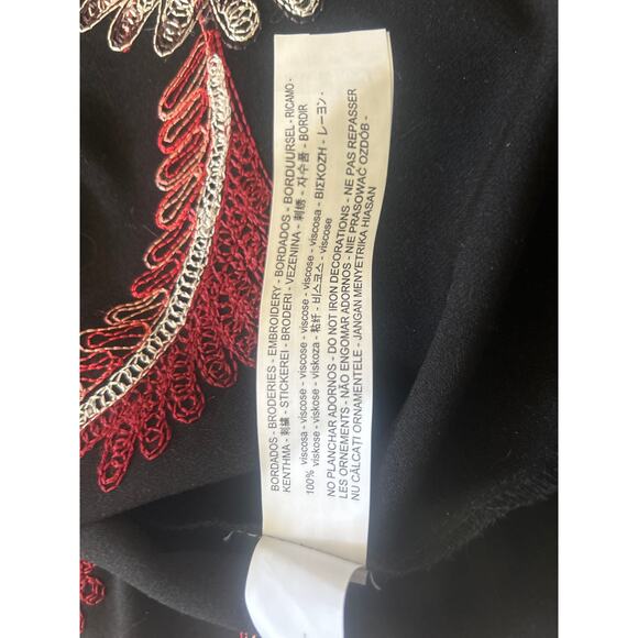 ZARA Allover Floral Embroidered OVERSIZED Open Front Fringed Kimono Black XS/S - Picture 8 of 10